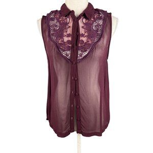 Topshop Sheer Sleeveless Button Down Tank Blouse